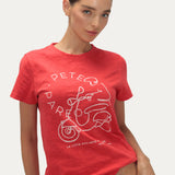 MARS RED TEXTURED COTTON MINI TEE