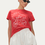 MARS RED TEXTURED COTTON MINI TEE