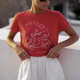 MARS RED TEXTURED COTTON MINI TEE